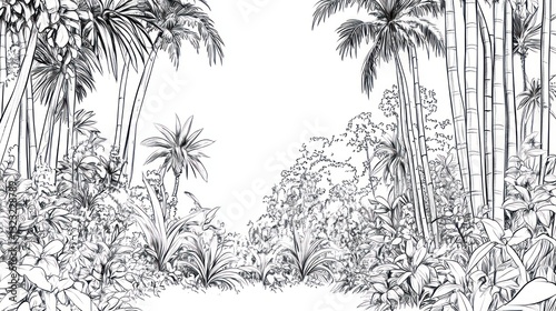 Wallpaper Mural Tropical jungle path, lush foliage, background, illustration, design Torontodigital.ca