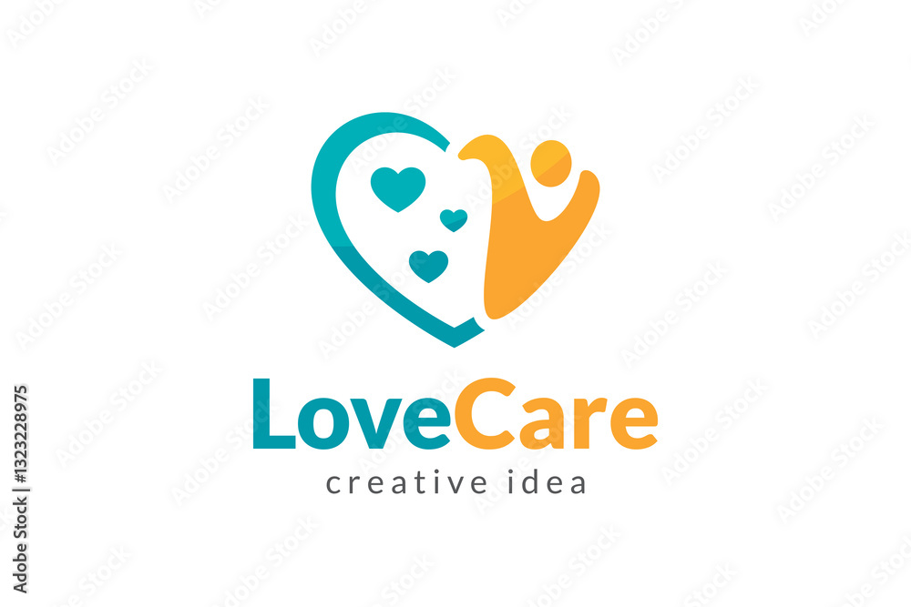 Fototapeta premium Creative People Care Logo Design Template