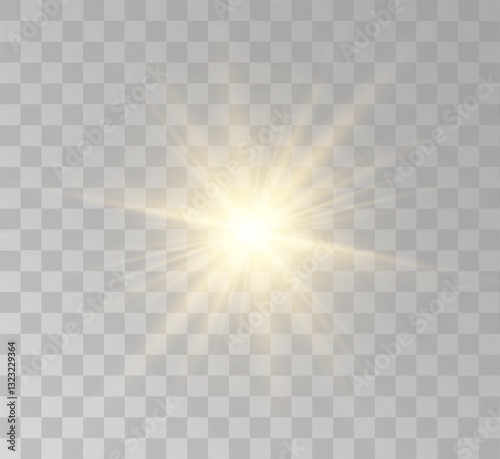 Transparent yellow sunlight special lens flash light effect. Front solar flare lenses	