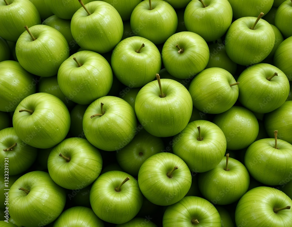 Bountiful harvest of crisp green Granny Smith apples, a nutritious background Bountiful harvest of crisp green Granny Smith apples, a nutritious background