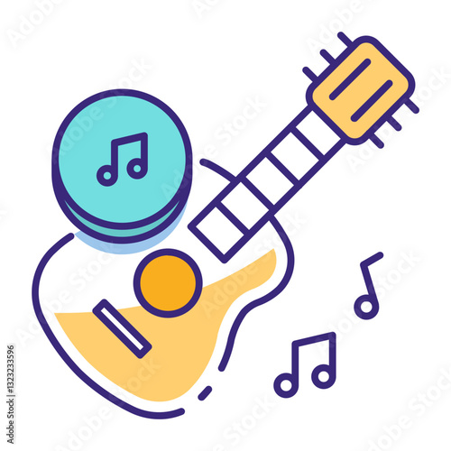 This Guitar icon is suitable for Audio, Music, etc