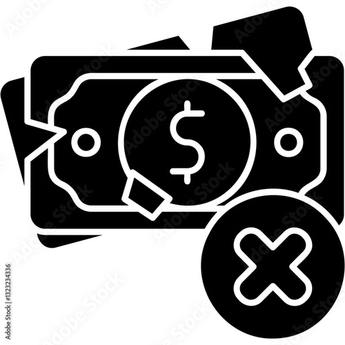 Demaged Money Rejected Illustration