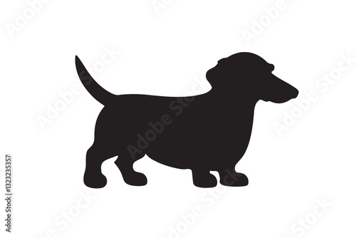 A silhouette of black dachshund vector icon illustration on white background.