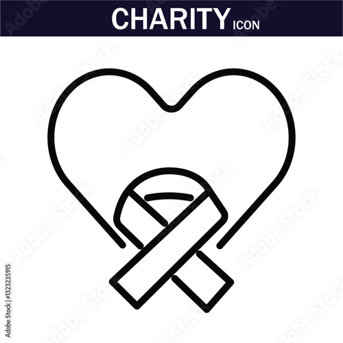 Charity icon. Collection of donate, volunteer, help, hope and more. Vector illustration. Editable Stroke. EPS 10.