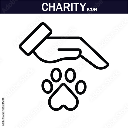 Charity icon. Collection of donate, volunteer, help, hope and more. Vector illustration. Editable Stroke. EPS 10.