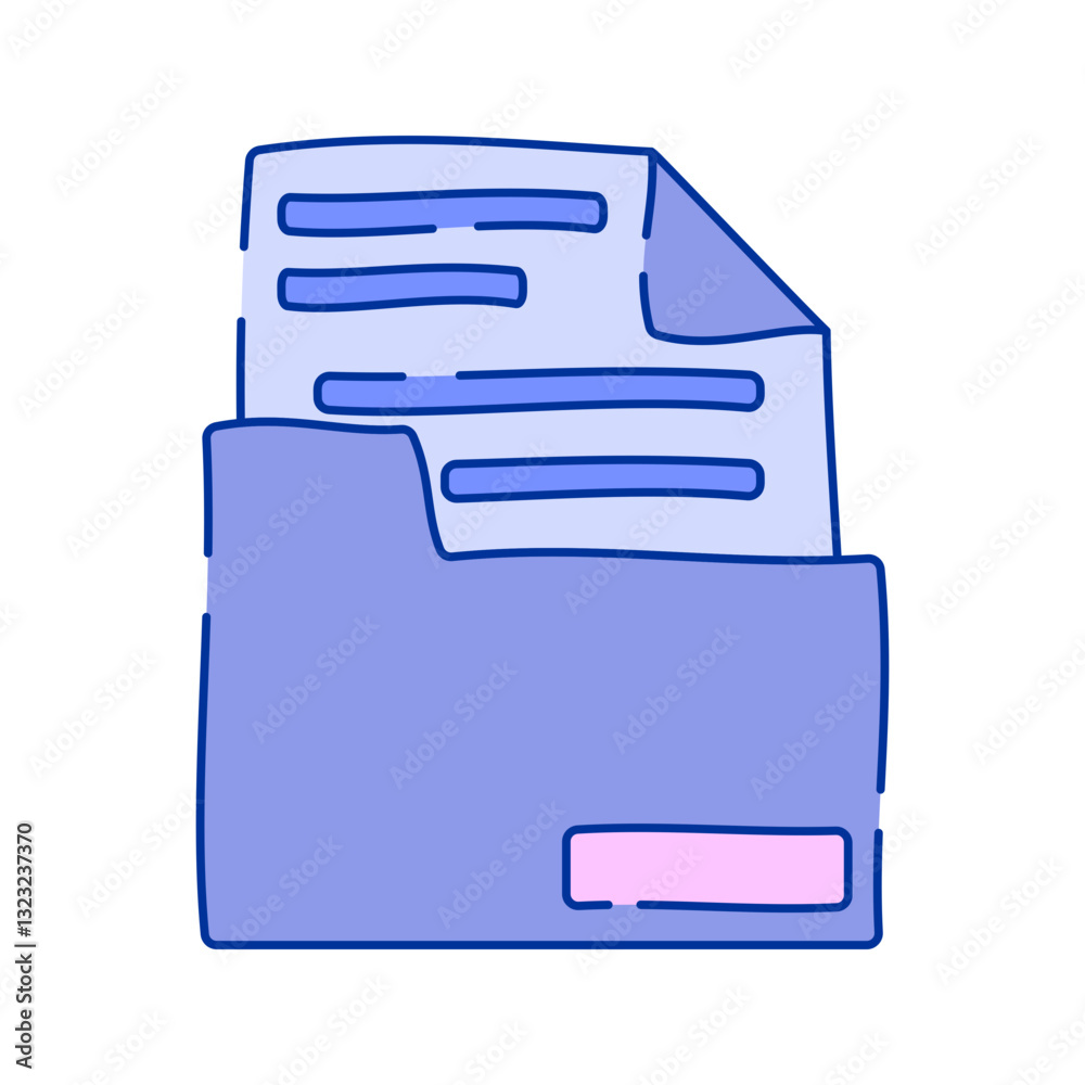 Folder with Documents Doodle style, blue folder filled with papers, symbolizing file storage and organization, ideal for business, office, and document management designs. Folder with Documents Doodle style, blue folder filled with papers, symbolizing file storage and organization, ideal for business, office, and document management designs.