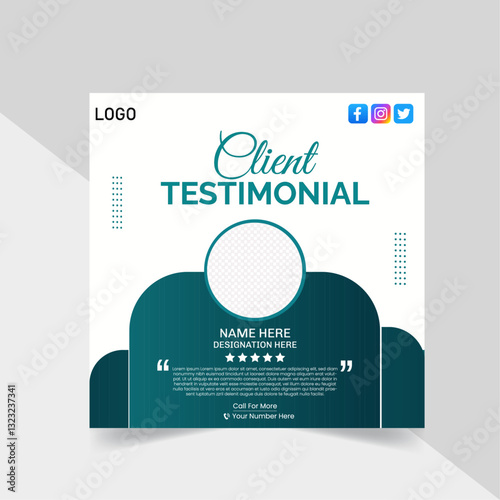 Set of client testimonials or review social media post design, Customer feedback testimonial social media post web banner template. client feedback template with square size modern and creative, 