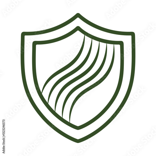 Vector Icon Design Representing Strong Hair With Protective Shield for Cosmetics and Skincare