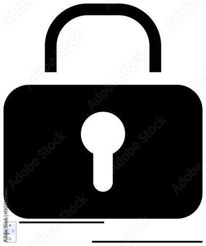 Black padlock with keyhole. Ideal for privacy, security, data protection, access control, safety systems, cybersecurity, trust and confidentiality. Flat simple metaphor