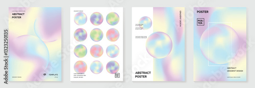 Abstract fluid gradient poster background vector. Minimalist card with colorful, geometric shapes, liquid color. Modern wallpaper design for social media, idol poster, banner, flyer.