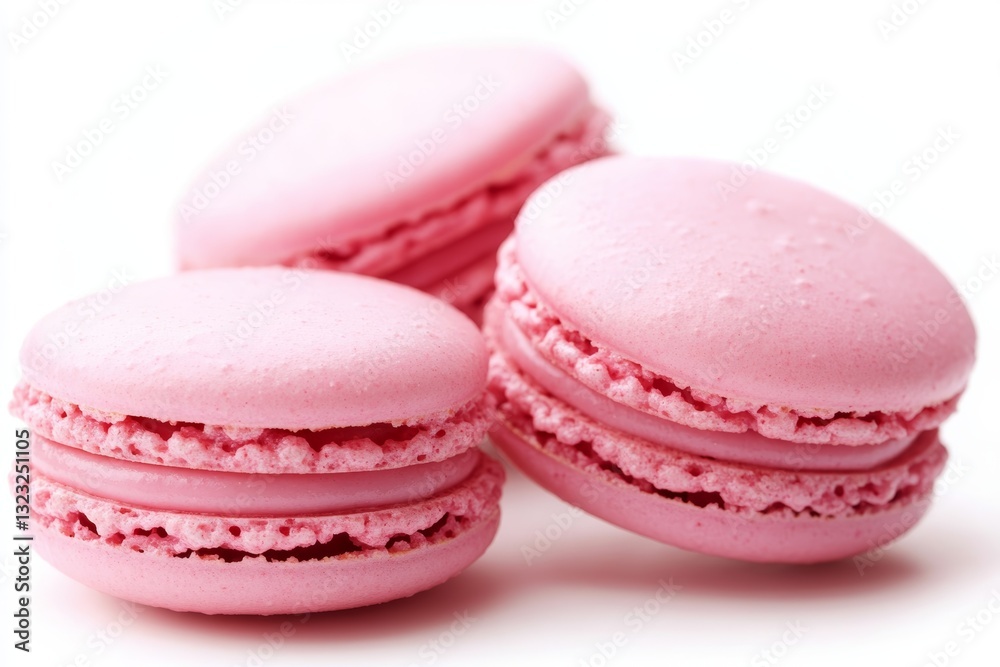 Close Up Detail of Pink Macaroon Isolated on White Close Up Detail of Pink Macaroon Isolated on White
