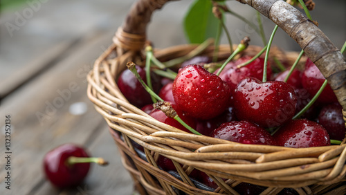 cherries in a basket