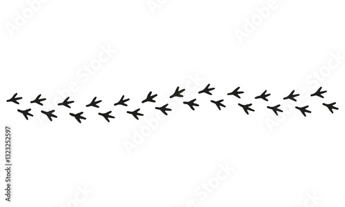 鳥の足跡　素材　シンプル　飾り　あしらい　白背景　透過 ( Bird footprints material simple decoration white background transparent )
