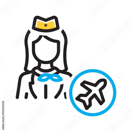 Vector multi color icon for Flight attendant
