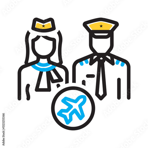 Vector multi color icon for Flight crew