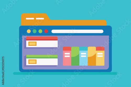 A bright and colorful layout shows customizable tabs with labeled sections for organized digital files, Tabs Customizable Flat Illustration