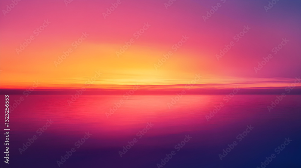 Fototapeta premium dusk with intense fiery shades of orange pink and purple stretching across the horizon 