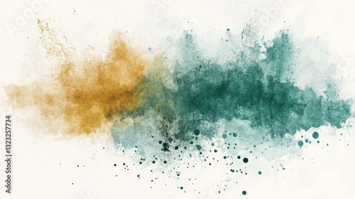 Bright Pastel Watercolor Background with Yellow and Green Colors and Small Round Shapes on White High Resolution