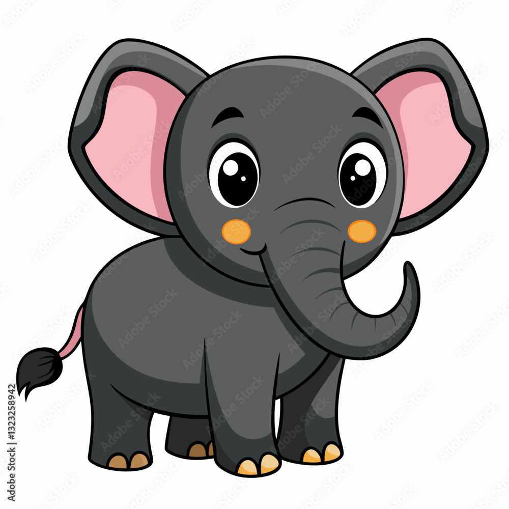 Fototapeta premium Cute Cartoon Gray Rabbit with Big Eyes 