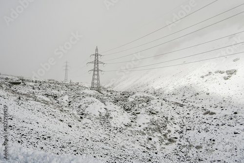 Obraz na płótnie Albula, Albulapass, Passstrasse, Bergstrasse, Albulapass, Passhöhe, Park Ela, Bergün, Wanderweg, Graubünden, Engadin, La Punt Chamues-ch, Alpen, Herbst, Wintereinbruch, Schneedecke, Schweiz w salonie