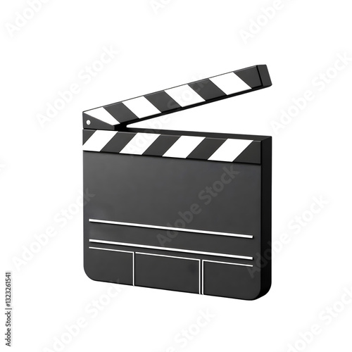 3d classic film clapperboard icon representing filmmaking, video production and movie industry, ideal for cinema, media, entertainment projects and creative video editing	