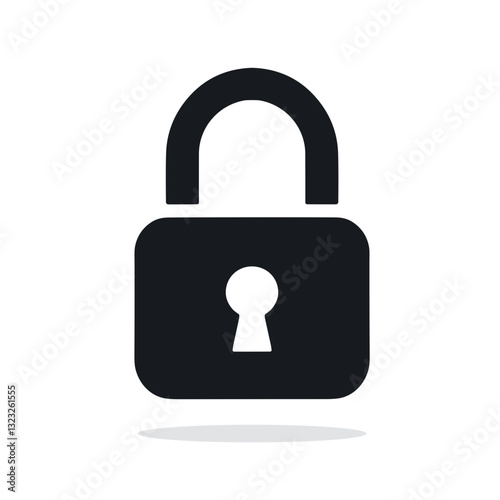 Closed padlock icon design on a transparent background for security concepts