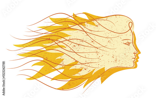 Symbol of flying Fiery sun.