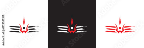 Shiva Mahadev Red Tilak icon.  Maha Shivratri Hindu Festival . Vector illustration. isolated on white and black background. EPS 10