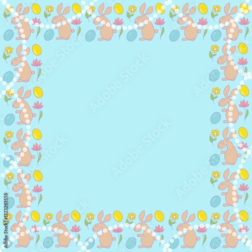 Rabbit easter, egg, holiday, eggs, vector, pattern, decoration, spring, set, celebration, symbol, illustration, design, flower