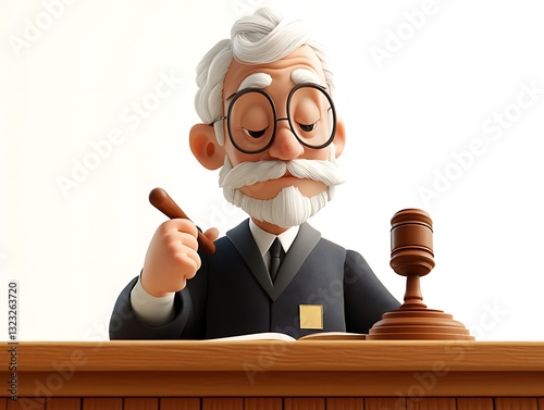Obraz na płótnie Judge in courtroom legal proceedings animated character bright setting w salonie