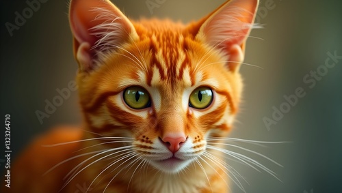 Cute orange cat portrait in realistic style, can be used for pet shop or zoo club, ai generated image