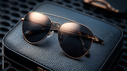 Vintage inspired bronze sunglasses with dark lenses high resolution picture photo
