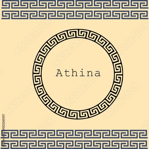 Greek key border and typography design for t-shirt printing
