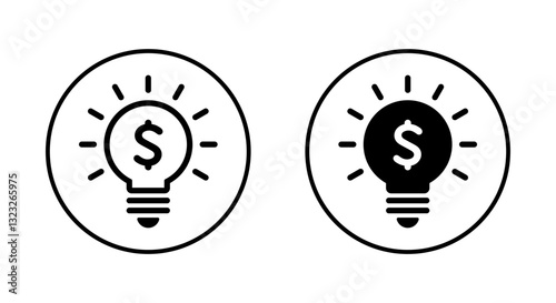 Light bulb with dollar icon on circle line. Money idea sign symbol