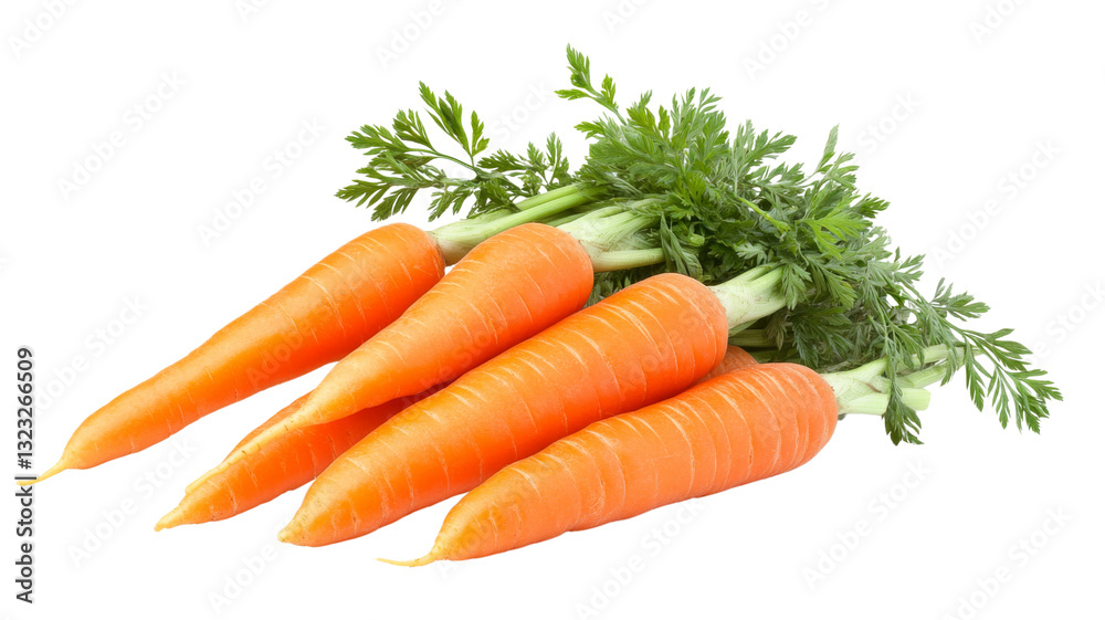 Bunch of fresh carrots with green leaves on transparent background Bunch of fresh carrots with green leaves on transparent background