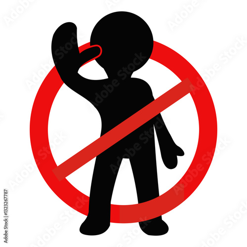 3d render of a man sign not allowed