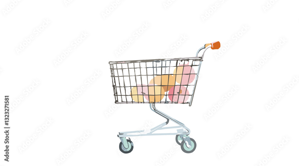 Minimalist vector illustration of a shopping cart filled with groceries for shopping blogs Minimalist vector illustration of a shopping cart filled with groceries for shopping blogs