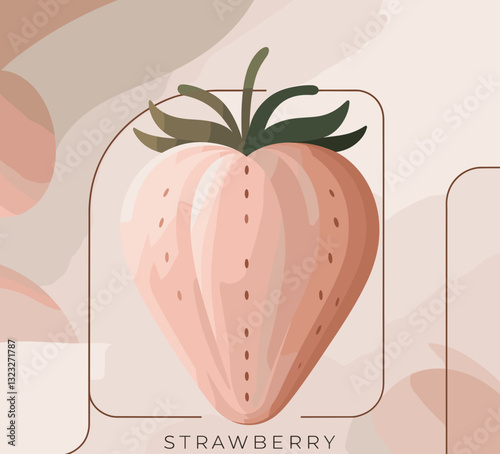 Culinary and Background Use,  Healthy Eating, Food and dessert Blogs, Stylish vector illustration of a strawberry with soft colors for food and dessert blogs