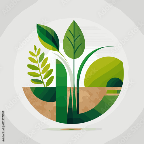 Vibrant vector illustration of leaves and plants for eco-friendly blogs and sustainability themes
