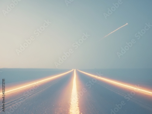 Glowing Road to Limitless Horizon A Serene Journey of Freedom and Possibility.
