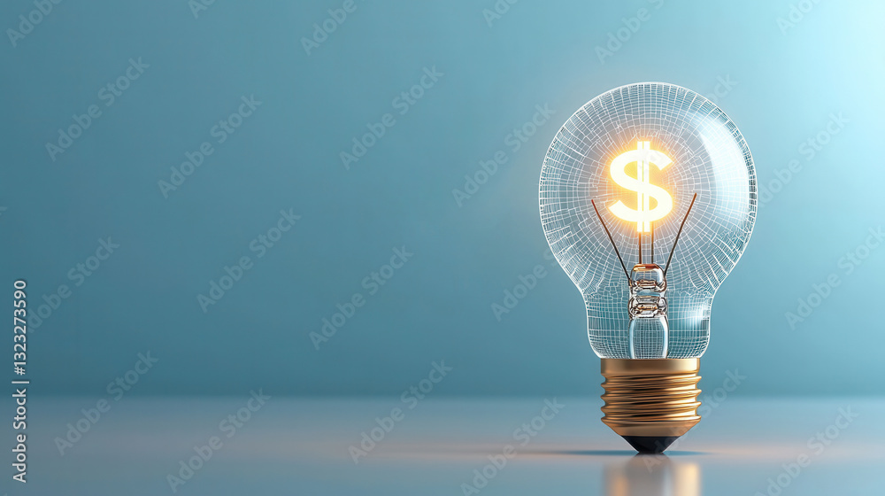 Finance and Innovation Concept Showcasing a Futuristic Lightbulb with Dollar Symbol Representing New Ideas Creativity and Potential for Business Growth and Success Finance and Innovation Concept Showcasing a Futuristic Lightbulb with Dollar Symbol Representing New Ideas Creativity and Potential for Business Growth and Success
