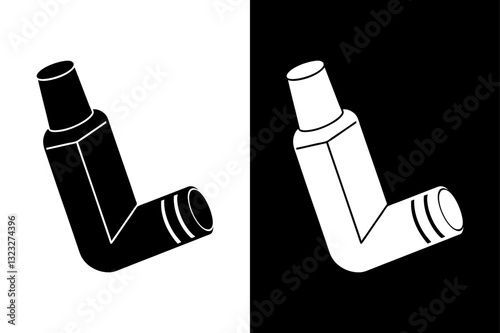 Black and White Inhaler Silhouette Perfect for Medical & Healthcare Designs.