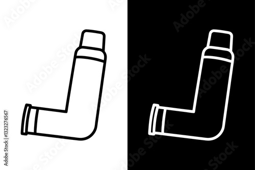 imple Asthma Inhaler Icon High-Quality Black and White Silhouette Vector.