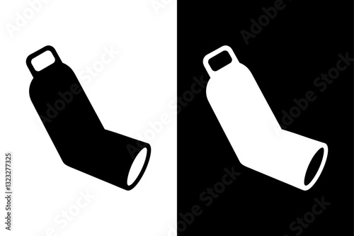 Inhaler Silhouette Vector Icon Black and White Background.