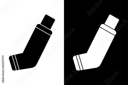 Inhaler Silhouette Vector Icon Black and White Background.