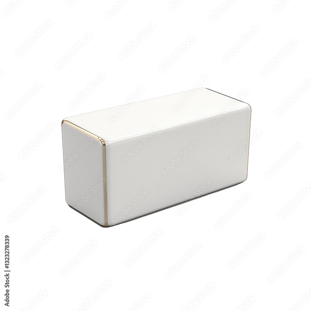Fototapeta premium Elegant White Rectangular Box with Gold Trim - Mockup for Product Display
