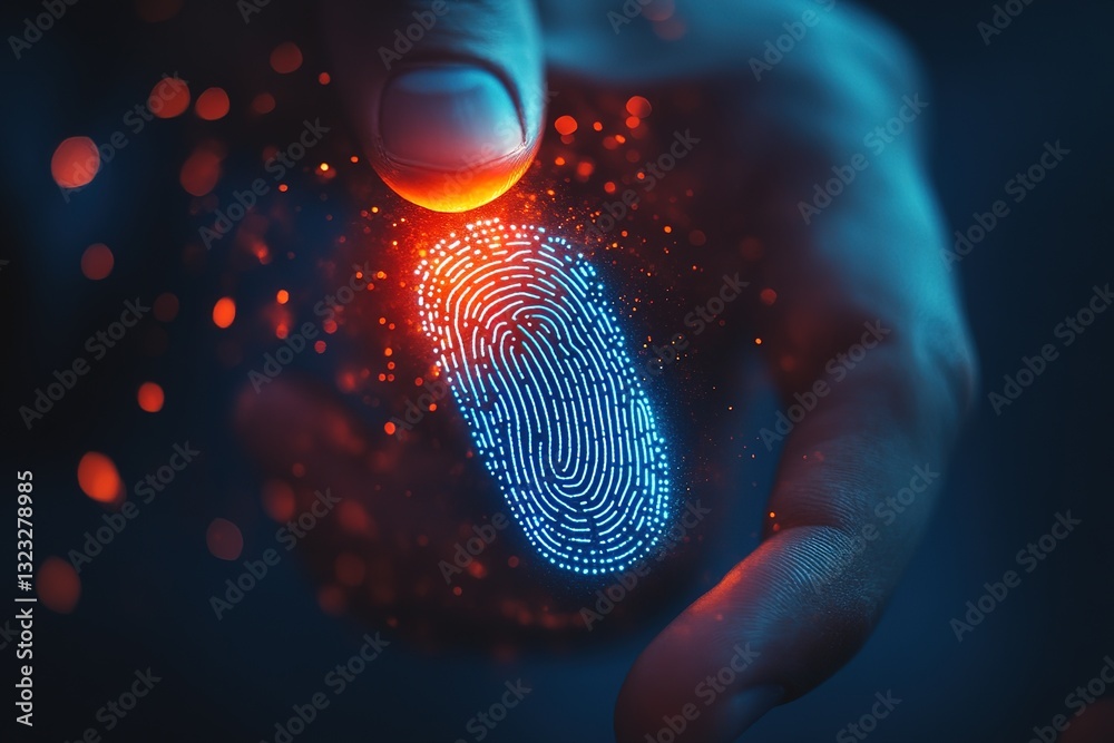 Futuristic Fingerprint Scan Abstract Biometric Authentication Technology Background Futuristic Fingerprint Scan Abstract Biometric Authentication Technology Background