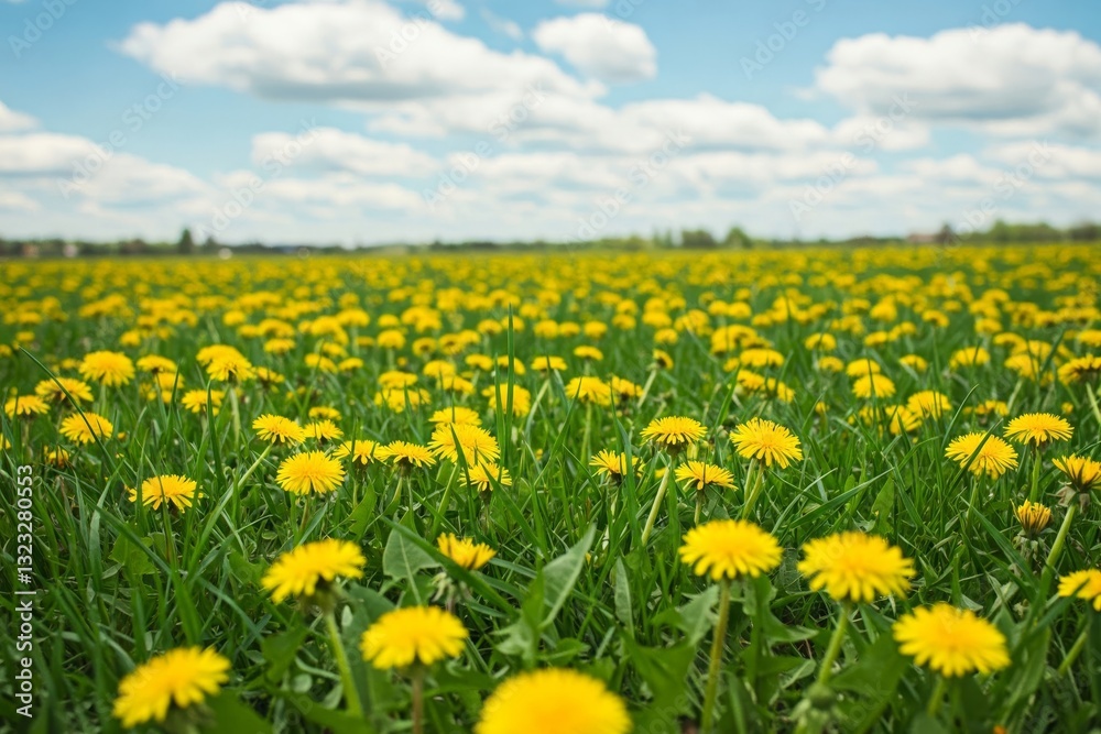 A vast field of yellow flowers under a clear blue sky A vast field of yellow flowers under a clear blue sky