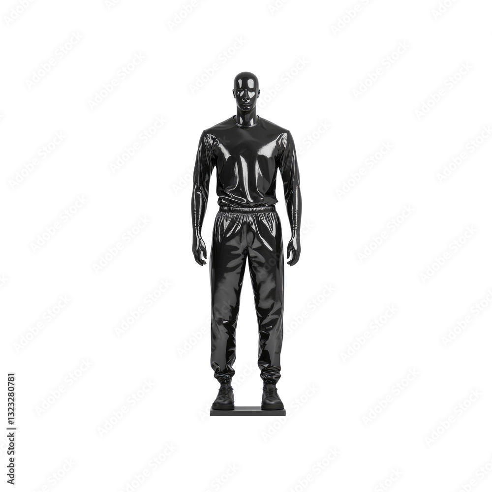 Black Glossy Mannequin in Modern Tracksuit - Fashion Display Black Glossy Mannequin in Modern Tracksuit - Fashion Display