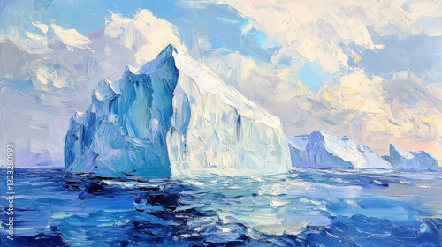 Wallpaper Mural A towering iceberg, thick impasto oil painting, expressive brushwork Torontodigital.ca